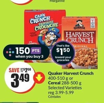FreshCo Quaker Harvest Crunch or Cereal offer