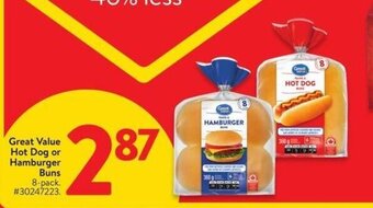 Walmart Great Value Hot Dog or Hamburger Buns offer