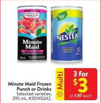 Walmart Minute Maid Frozen Punch or Drinks offer