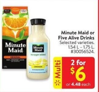 Walmart Minute Maid or Five Alive Drinks offer