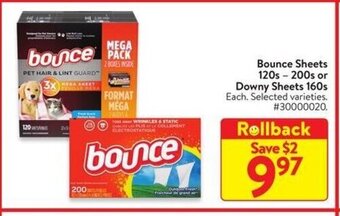 Walmart Bounce Sheets or Downy Sheets offer