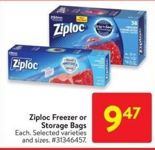 Walmart Ziploc Freezer or Storage Bags offer