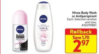 Walmart Nivea Body Wash or Antiperspirant offer