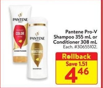 Walmart Pantene Pro-V Shampoo or Conditioner offer