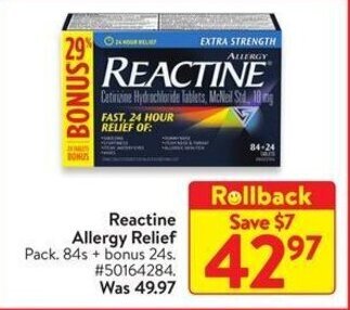 Walmart Reactine Allergy Relief offer