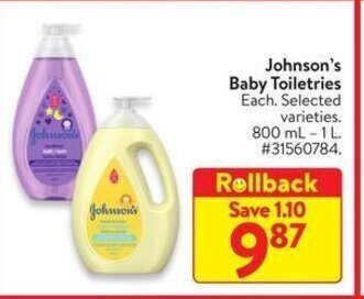 Walmart Johnson's Baby Toiletries offer