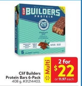 Walmart Clif Builders Protein Bars offer