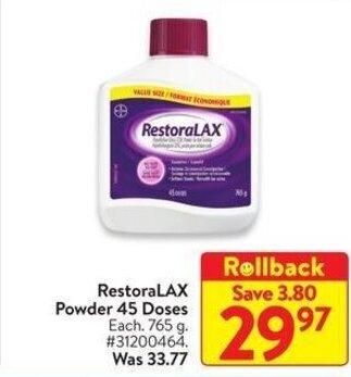 Walmart RestoraLAX Powder 45 Doses offer