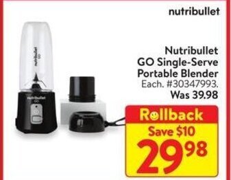 Walmart Nutribullet GO Single-Serve Portable Blender offer