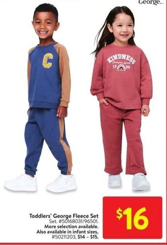 Walmart Toddlers' George Fleece Set offer