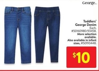 Walmart Toddlers' George Denim offer