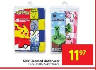 Walmart Kids' Licensed Underwear offer