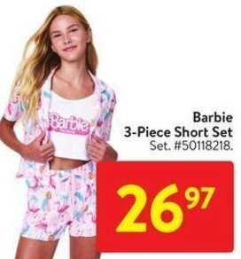 Walmart Barbie 3-Piece Short Set offer