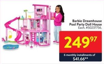 Walmart Barbie Dreamhouse Pool Party Doll House offer