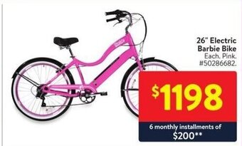 Walmart 26" Electric Barbie Bike offer