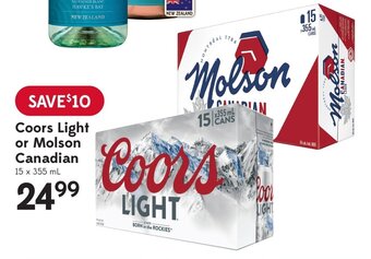 Sobeys Coors Light or Molson Canadian offer