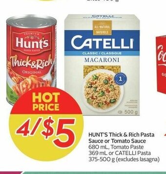 Sobeys HUNT'S Thick & Rich Pasta Sauce or Tomato Sauce offer
