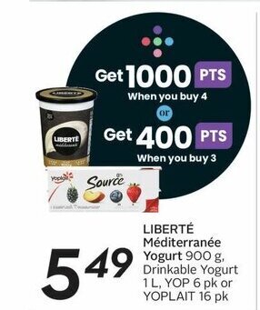 Sobeys LIBERTÉ Méditerranée Yogurt 900 g offer