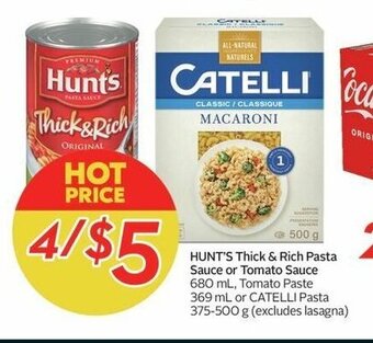 Sobeys HUNT'S Thick & Rich Pasta Sauce or Tomato Sauce offer