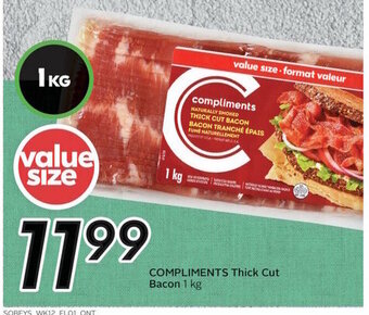 Sobeys COMPLIMENTS Thick Cut Bacon 1 kg offer