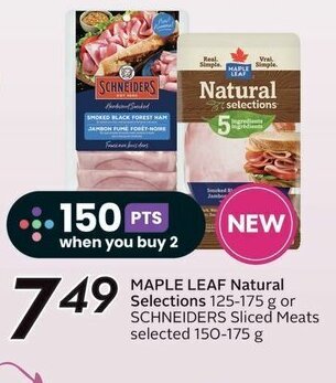 Sobeys MAPLE LEAF Natural Selections or SCHNEIDERS Sliced Meats selected offer