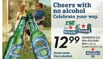 Sobeys HEINEKEN O.O Non-Alcoholic Beer can on bottle 6x330 mL offer