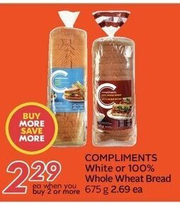 Sobeys COMPLIMENTS White or 100% Whole Wheat Bread 675 g offer
