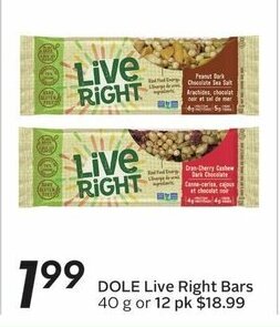 Sobeys DOLE Live Right Bars 40 g offer
