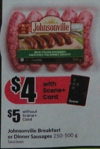 FreshCo Johnsonville Breakfast or Dinner Sausages 250-500 g offer