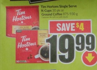 FreshCo Tim Hortons Single Serve K-Cups  or Ground Coffee offer