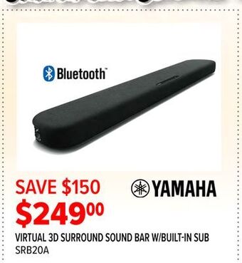 2001 Audio Video Yamaha virtual 3d surround sound bar w/built-in sub offer