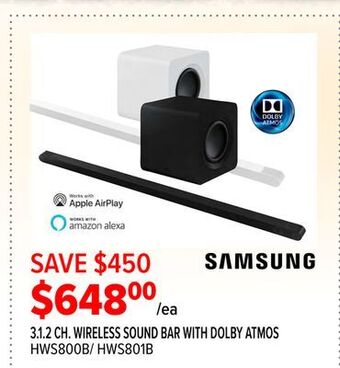 2001 Audio Video Samsung 3.1.2 ch. wireless sound bar with dolby atmos offer