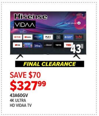 2001 Audio Video Hisense 4k ultra hd vidaa tv offer
