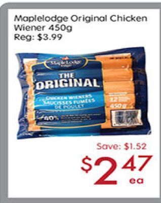 Sunny Food Mart Maplelodge original chicken wiener offer