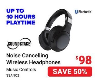 Visions Electronics Soundstage noise cancelling wireless headphones offer