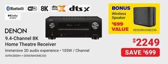 Visions Electronics Denon 9.4-channel 8k home theatre receiver offer