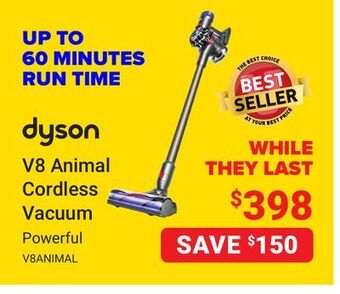 Visions Electronics Dyson v8 animal cordless vacuum offer