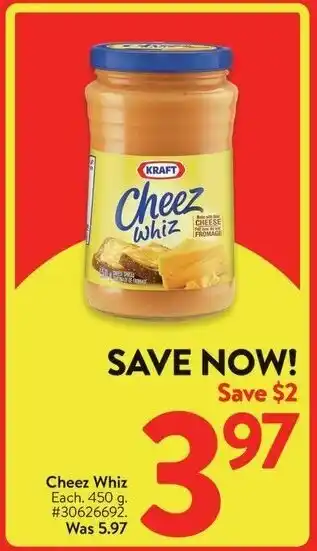 Walmart Cheez Whiz Each. 450 g offer