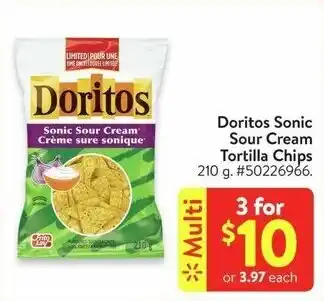 Walmart Doritos Sonic Sour Cream Tortilla Chips 210 g offer