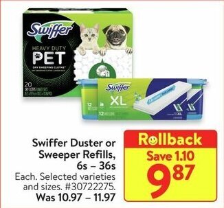 Walmart Swiffer Duster or Sweeper Refills, 6s - 36s offer