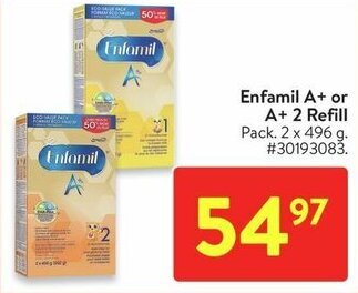 Walmart Enfamil A+ or A+ 2 Refill 2 x 496 g offer