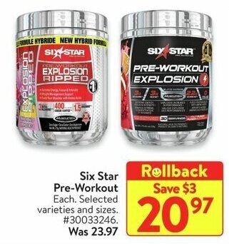 Walmart Six Star Pre-Workout offer
