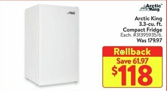 Walmart Arctic King 3.3-cu. ft. Compact Fridge offer