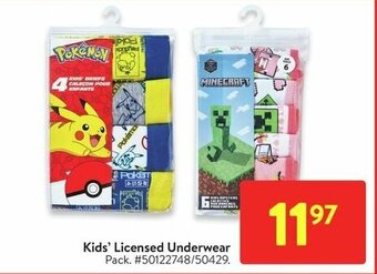 Walmart Kids' Licensed Underwear offer