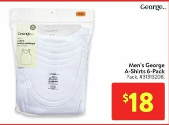 Walmart Men's George A-Shirts 6-Pack offer