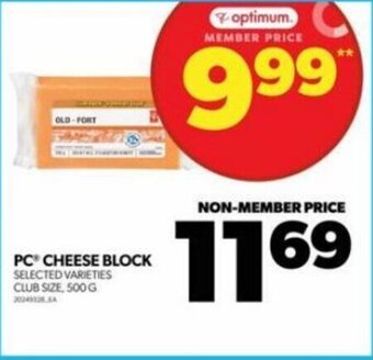 Real Canadian Superstore PC CHEESE BLOCK 500 G offer