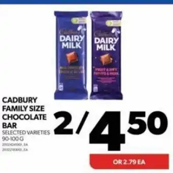 Real Canadian Superstore CADBURY FAMILY SIZE CHOCOLATE BAR 90-100G offer
