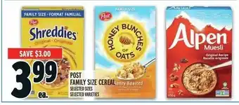 Metro POST FAMILY SIZE CEREALIoney Roasted SELECTED SIZES offer