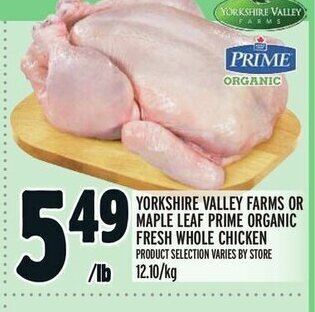 Metro YORKSHIRE VALLEY FARMS ORGANIC FRESH WHOLE CHICKEN offer