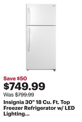 Best Buy Insignia 30 18 cu. ft. top freezer refrigerator w/ led lighting (ns-rtm18wh8q) -white -only at best buy offer